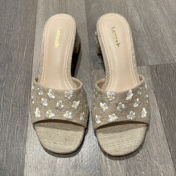 Larroude Brigitte Mule In Raw Linen Sandals - Picture 7 of 14